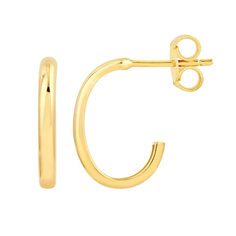 14K Gold 15MM Large J-Hoop Earrings