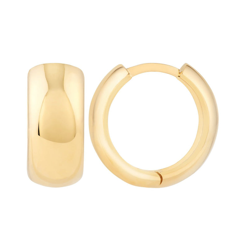 14K Gold Wide Huggie Earrings