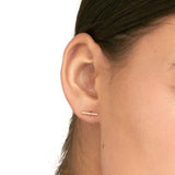 14K Gold Polished Bar Stud Earrings