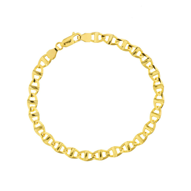 14K Gold 5.40MM Concave Mariner Chain Bracelet