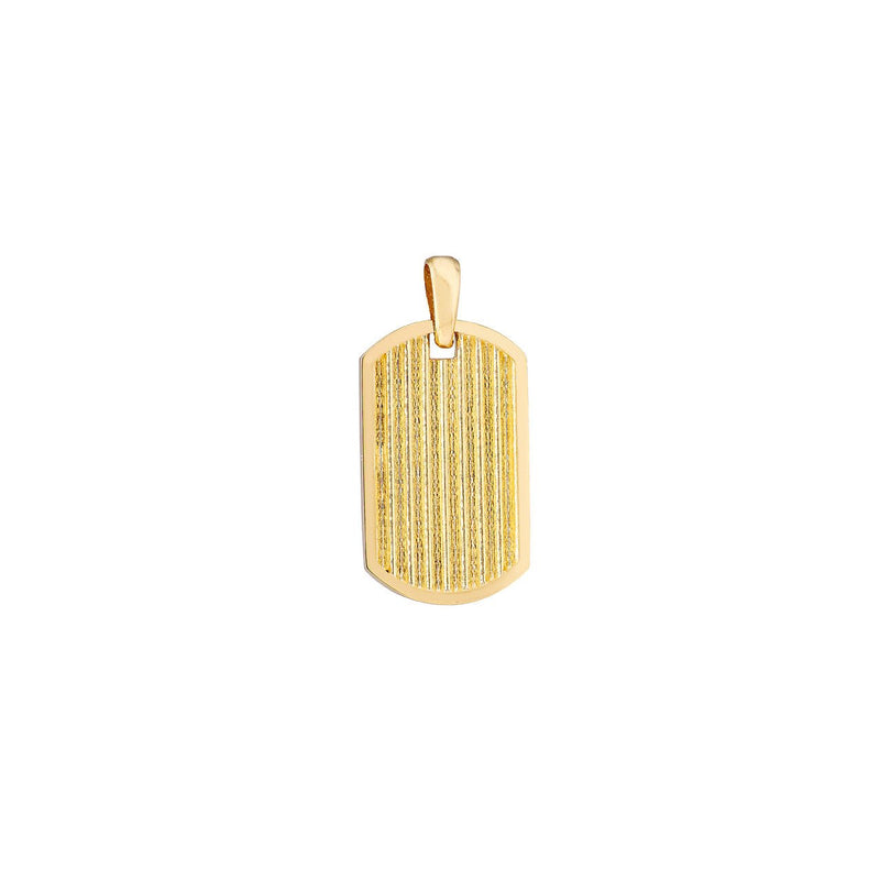 14K Gold Ribbed Dog Tag Pendant