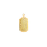 14K Gold Ribbed Dog Tag Pendant