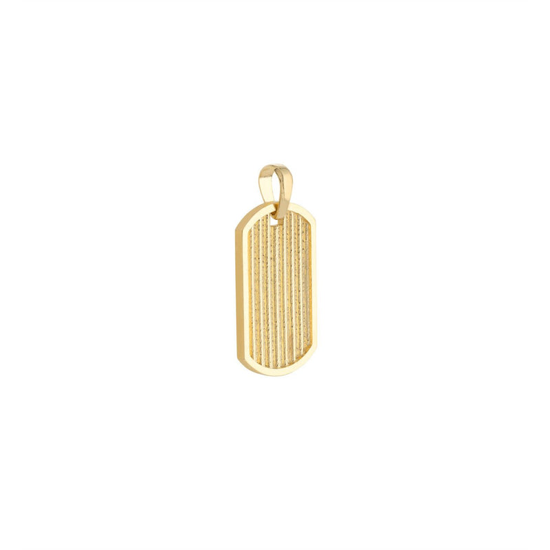 14K Gold Ribbed Dog Tag Pendant