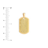 14K Gold Ribbed Dog Tag Pendant