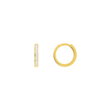 14K Gold Mini White Enamel Hoop Earring