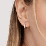 14K Gold Mini White Enamel Hoop Earring