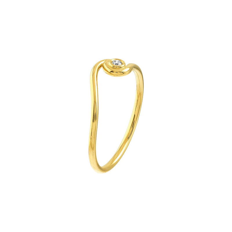 14K Gold Wave Bezel Diamond Band