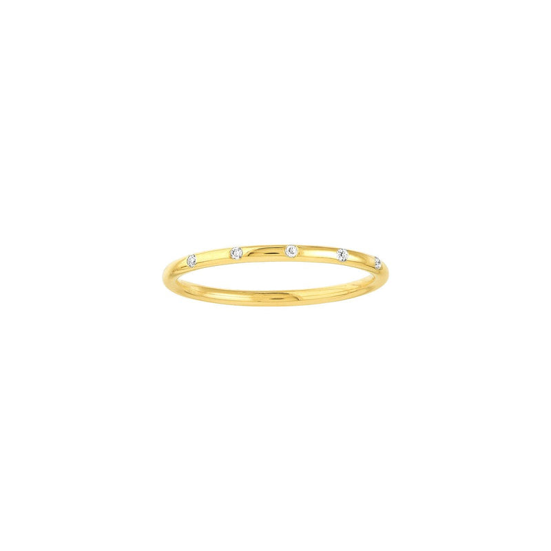 14K Gold 5 Round Spaced Thin Diamond Band