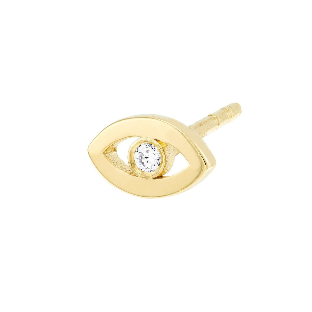 14K Gold Mini Evil Eye Stud Diamond Earrings – David's House of