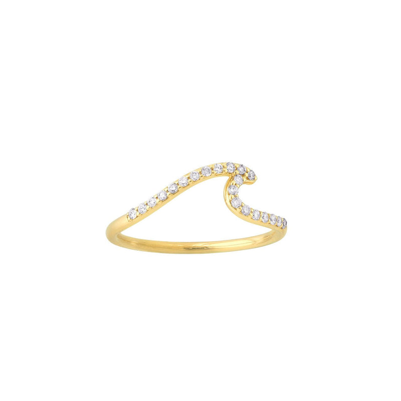 14K Gold Diamond Wave Band