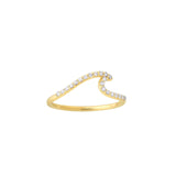 14K Gold Diamond Wave Band