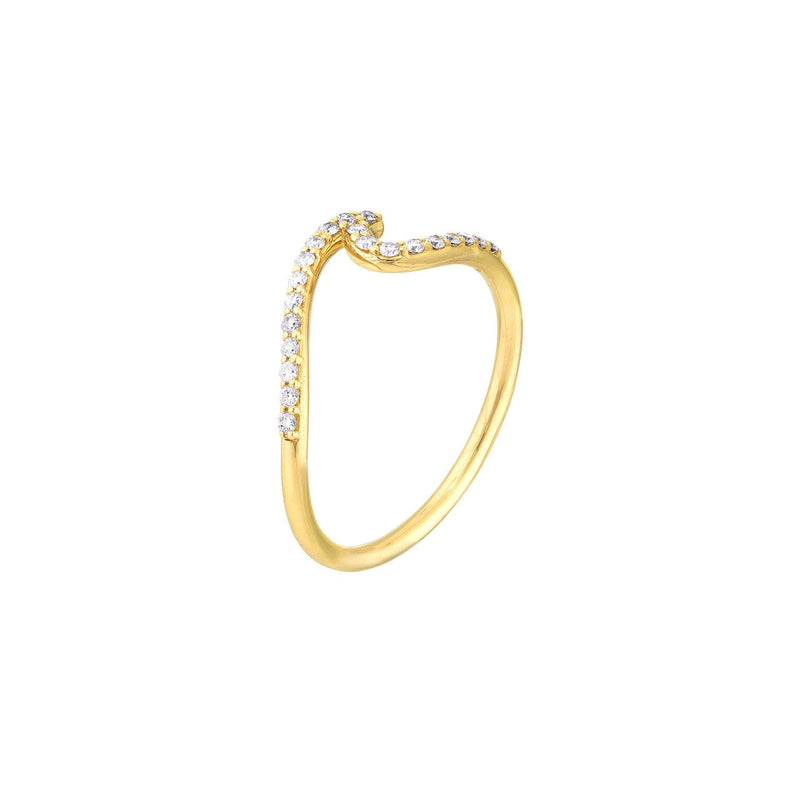 14K Gold Diamond Wave Band