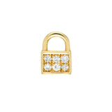 14K Gold Mini Padlock Stud Diamond Earrings