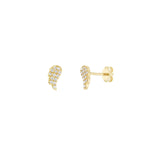 14K Gold Angel Wings Micro Stud Diamond Earrings