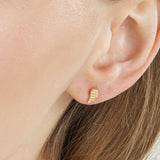 14K Gold Angel Wings Micro Stud Diamond Earrings