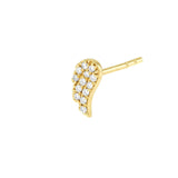 14K Gold Angel Wings Micro Stud Diamond Earrings