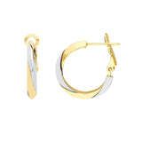 14K Two-Tone Gold Edged Hoop Earrings