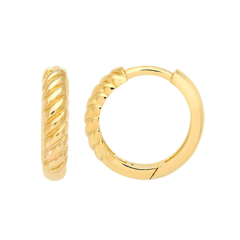 14K Gold 3MM x 13MM Twist Hinge Hoop Earrings