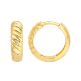 14K Gold 4MM x 13MM Twist Hinge Hoop Earrings