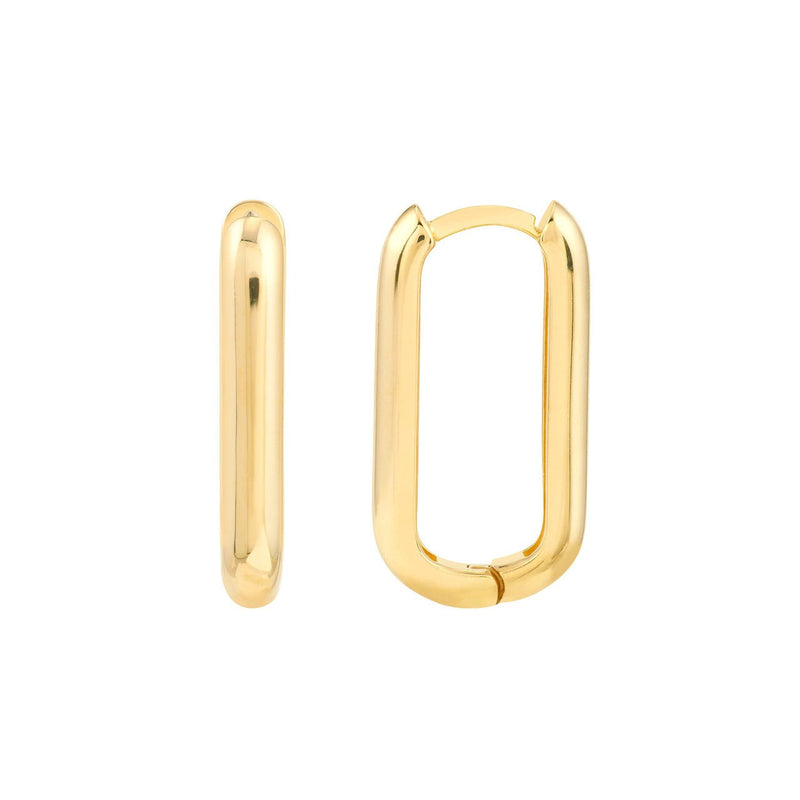 14K Gold Oblong Hoop Earrings