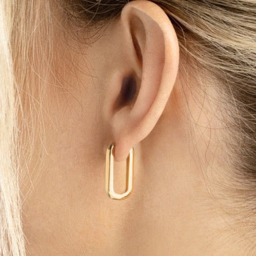 14K Gold Oblong Hoop Earrings