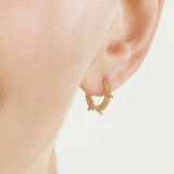 14K Gold Spiked Bead Hoop Earrings