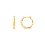 14K Gold Bamboo Pentagon Hoop Earrings