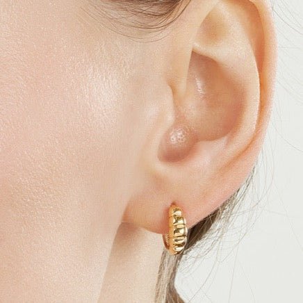 14K Gold Puffy Hoop Earrings