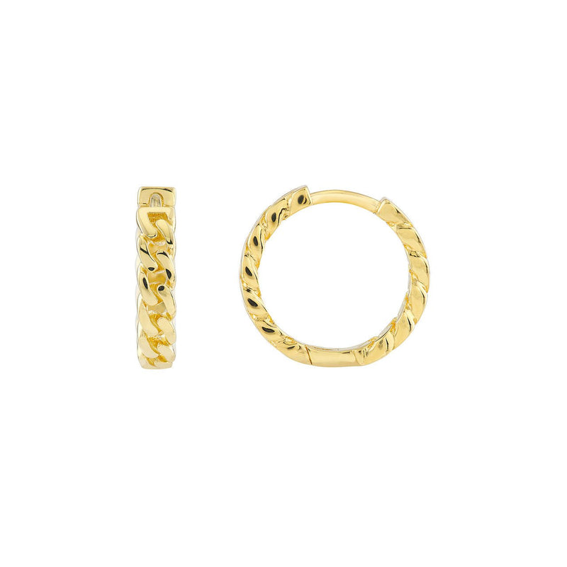 14K Gold Cuban Hoop Earrings