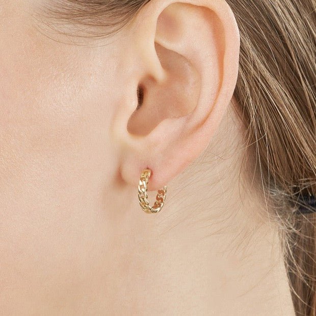 14K Gold Cuban Hoop Earrings
