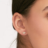 14K Gold Two Stone Evil Eye Stud Diamond Earrings