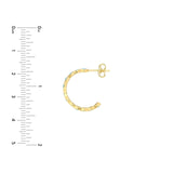 14K Gold Honey Comb Shape Turquoise J-Hoop Earrings