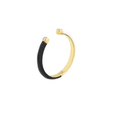 14K Gold Open Cuff Black and White Enamel Diamond Ring