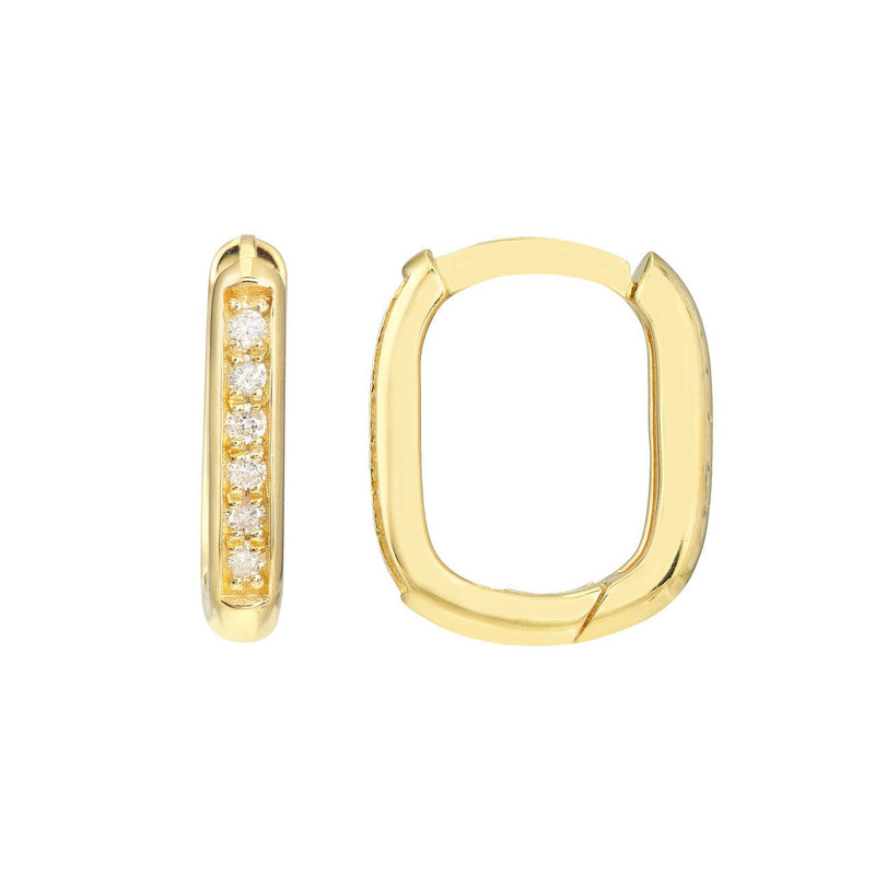 14K Gold Channel Hoop Diamond Earrings