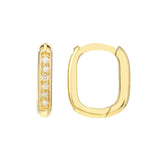 14K Gold Channel Hoop Diamond Earrings