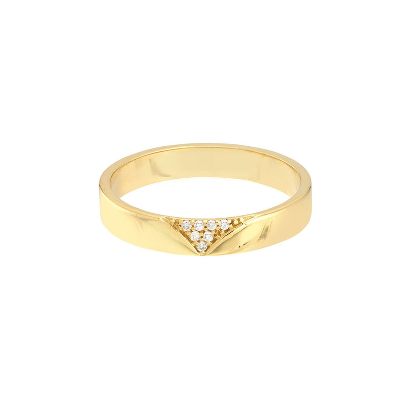 14K Gold Diamond V Pavé Band