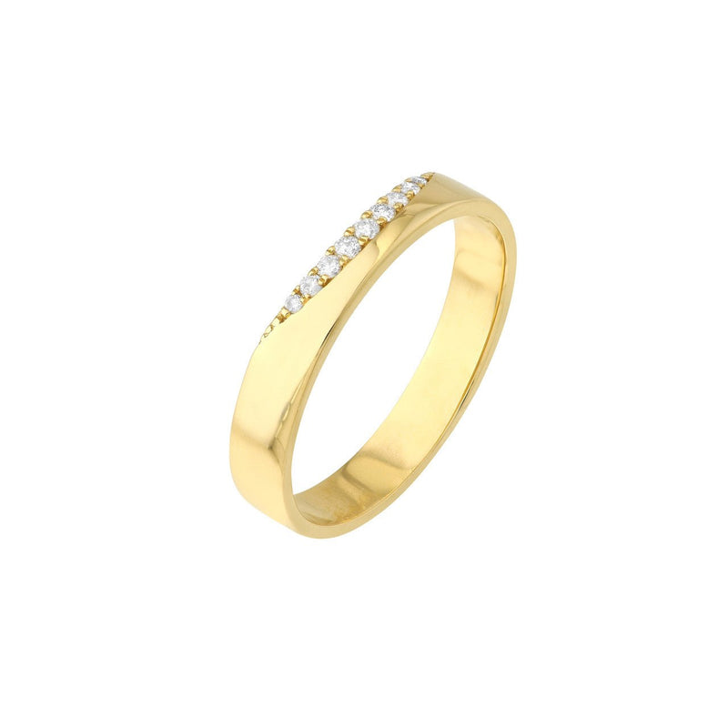 14K Gold Curved Side Diamond Band