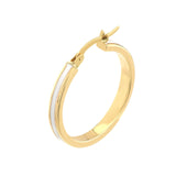 14K Gold White Enamel Hoop Earring