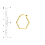 14K Gold Hexagon Shape Hoop Earrings