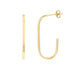 14K Gold Open Paper Clip Hoop Earrings