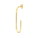 14K Gold Open Paper Clip Hoop Earrings