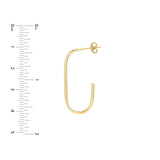 14K Gold Open Paper Clip Hoop Earrings
