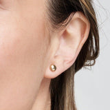 14K Gold Round Pebble Stud Earrings
