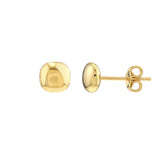 14K Gold Cushion Pebble Stud Earrings