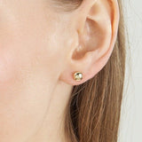 14K Gold Cushion Pebble Stud Earrings