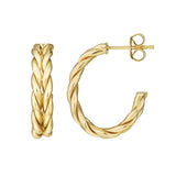 14K Gold Braided J Hoop Earrings