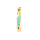14K Gold Twisted Turquoise Enamel Hoop Earrings