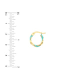 14K Gold Twisted Turquoise Enamel Hoop Earrings