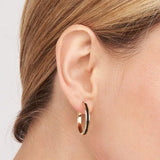 14K Gold Black Enamel Hoop Earring