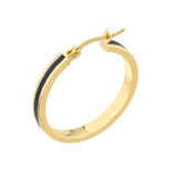 14K Gold Black Enamel Hoop Earring